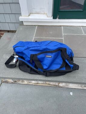 Blue Travel Duffel Bag with Shoulder Strap